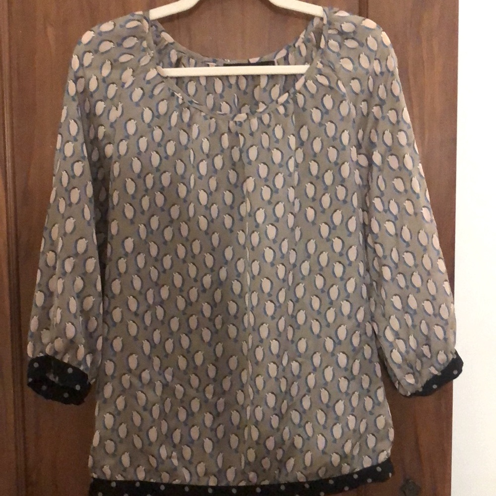 The Limited 3/4 Patterned Sleeve Blouse